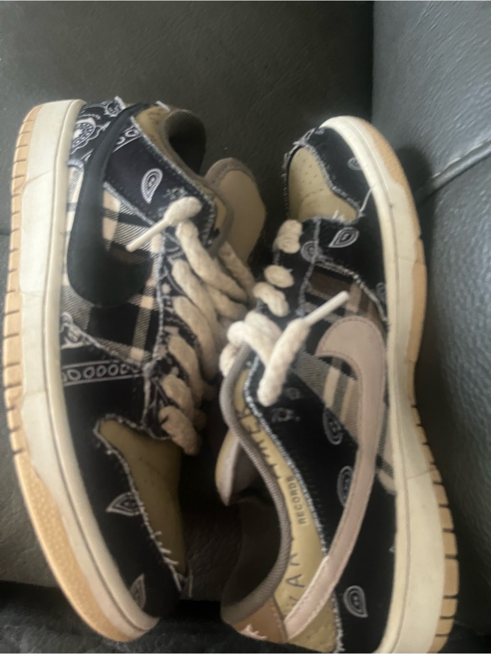 Nike Kids Black Bandana Print Low-Top Sneakers with Cream Accents